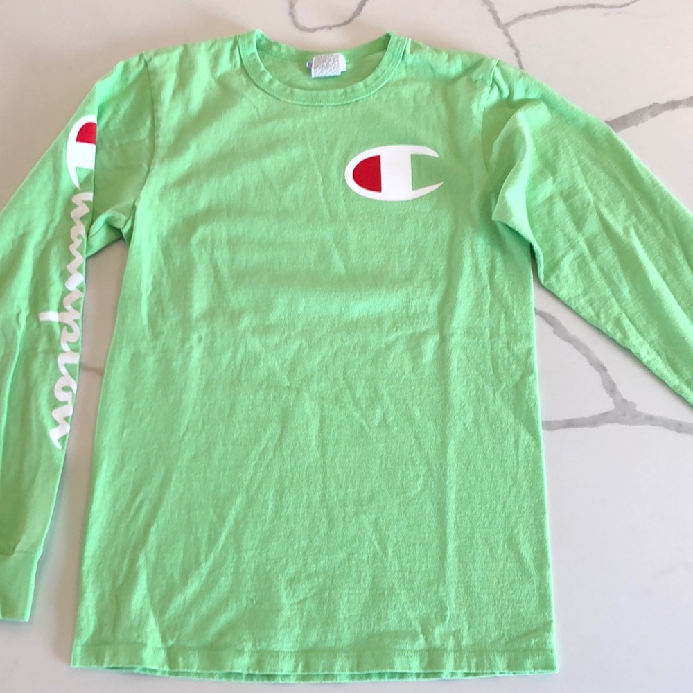 Champion tee with logo on sleeve